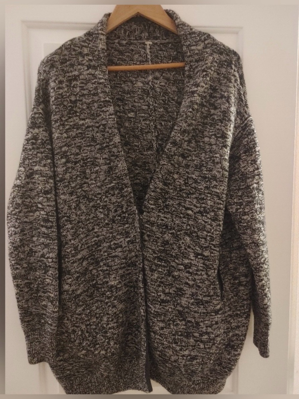 Lululemon Cozy Open-Front Marled Cardigan Sweater - Black & White